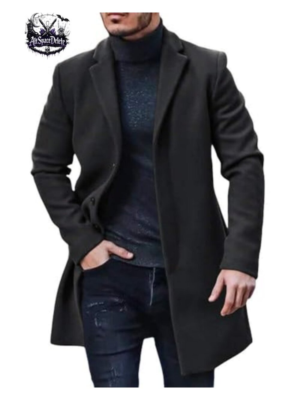 Men's Cotton Blend Trench Coat Long Single Breasted Overcoat Business